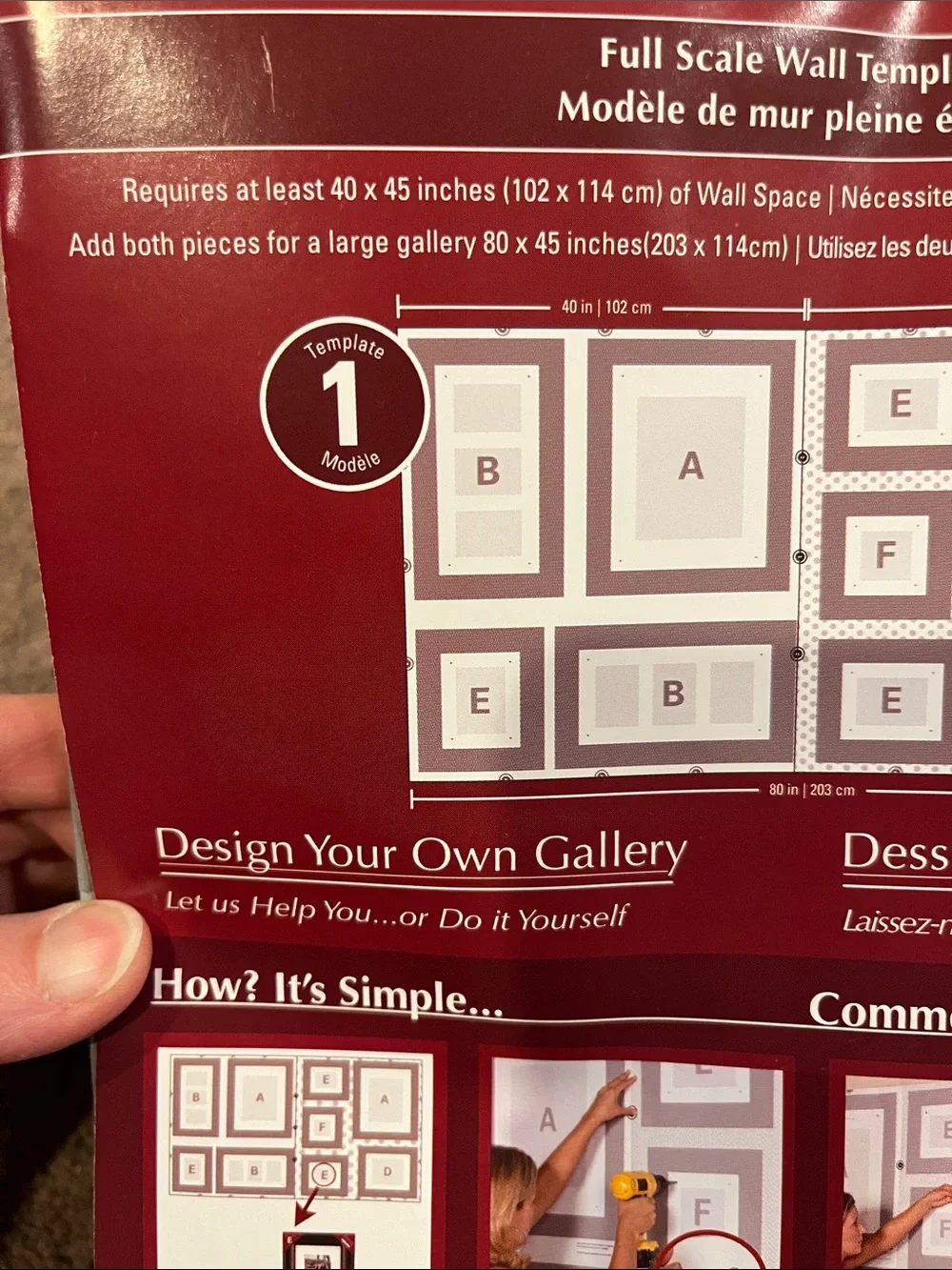 Gallery Solutions Full Scale Wall Template - Red #1